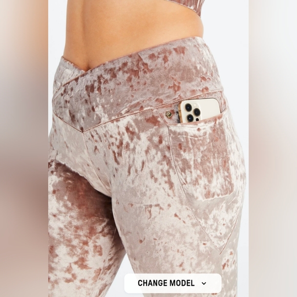 Velvet Crushed Leggings in Taupe - Picture 3 of 3